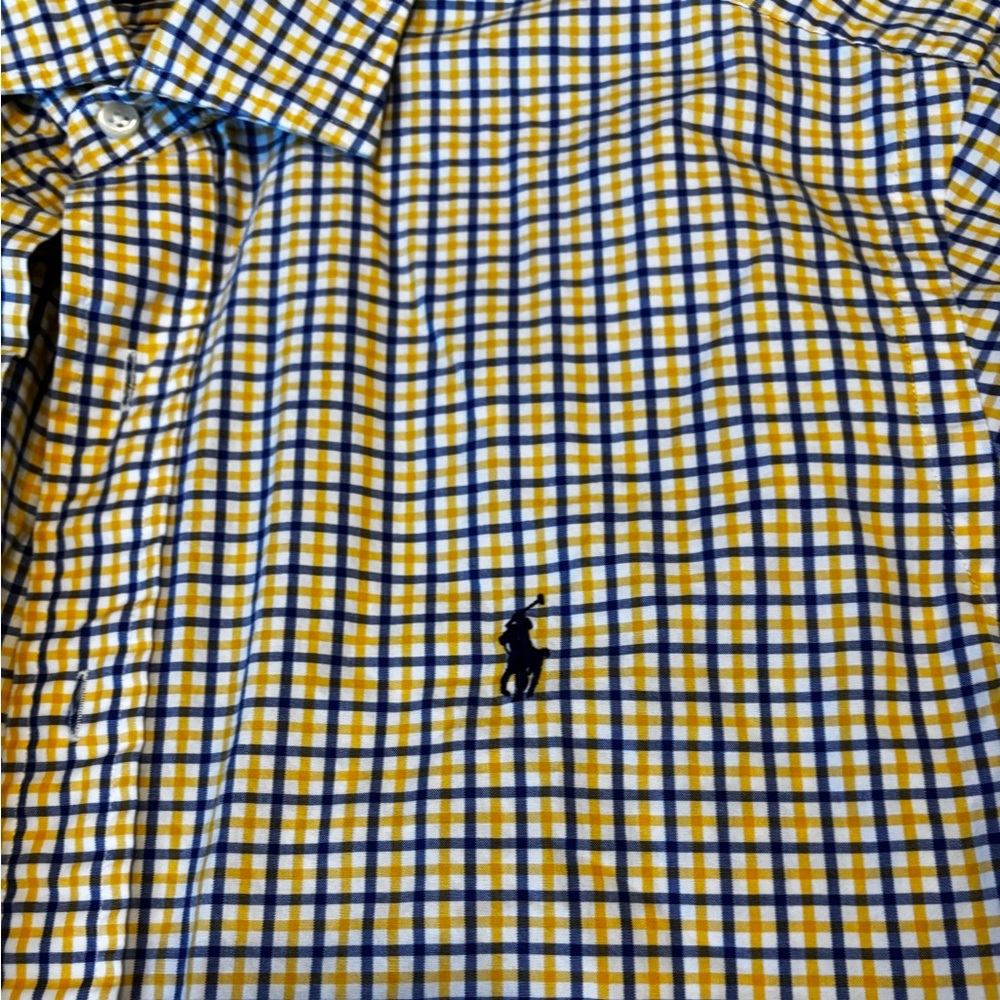 Men’s Polo Ralph Lauren Large”Stanton”ClassicFit,LongSleeve.White w/blue&yellow